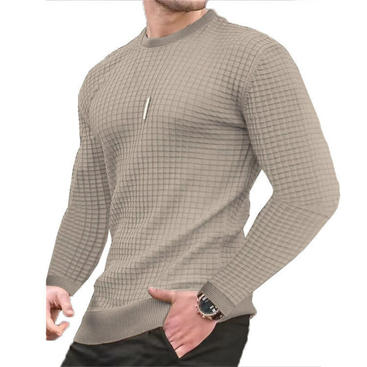 Men's Casual Knitted Pullover Hoodie - Long Sleeve Slim Fit O-Neck Sweatshirt