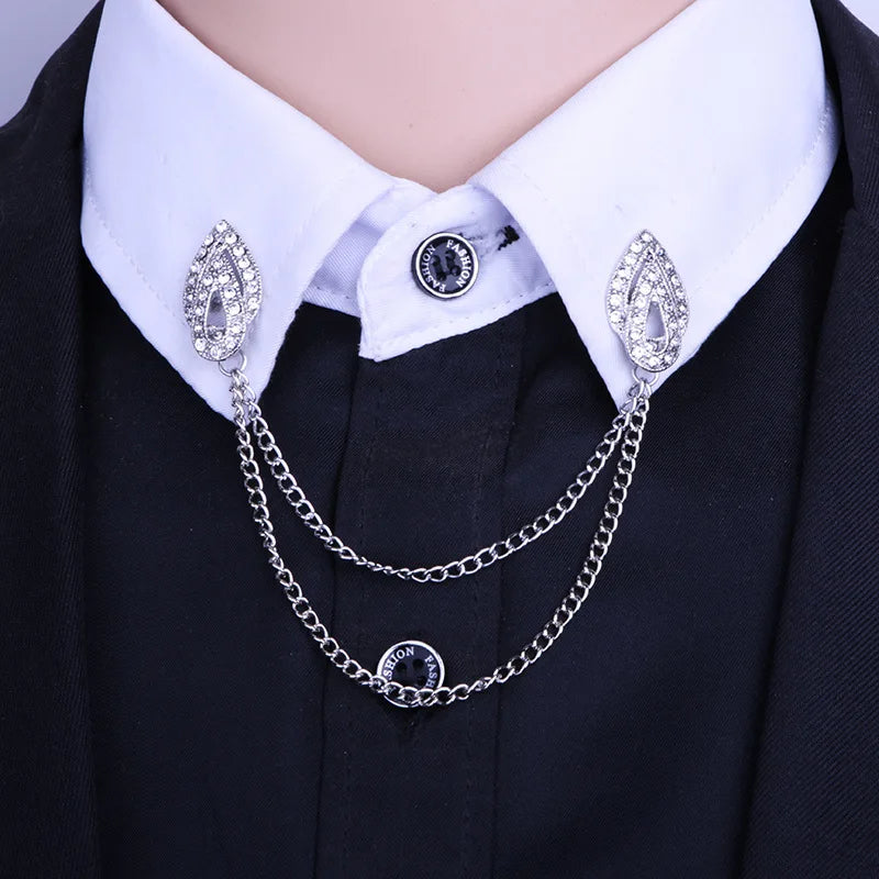 Unisex Tassel Collar Brooch Jewellery Lapel Pin - Angle Wing Brooch Shirt Collar Accessories