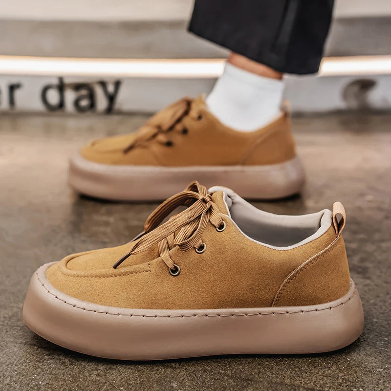 Men's Platform Suede Shoes Lace Up Shoes