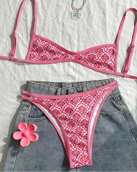 Floral High Leg Bikini Set