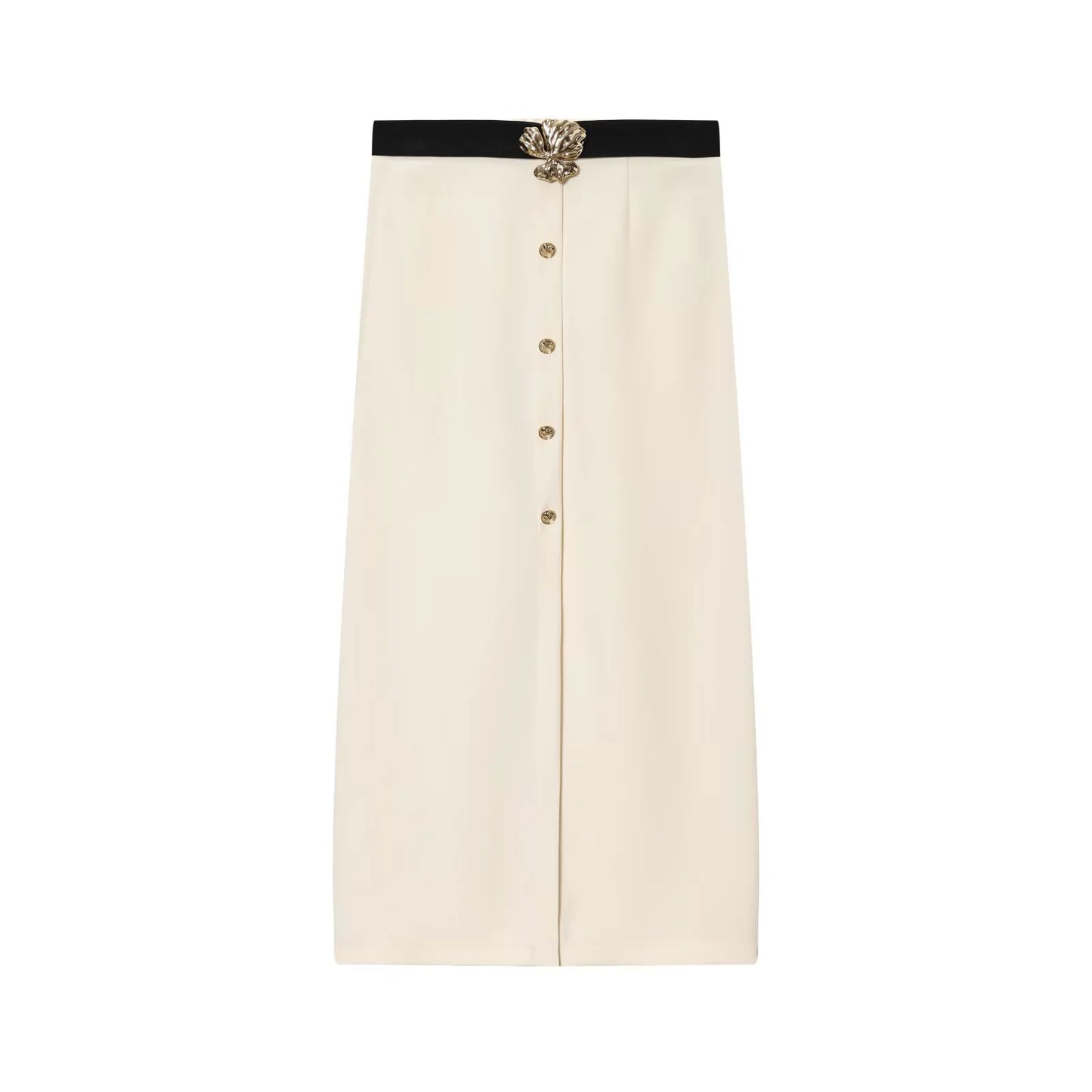 Women's Crepe Silk V-Neck Sleeveless Top & High Waisted Midi Skirt Set