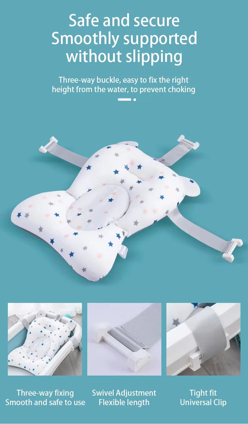 Baby Bathtub Pad - Adjustable Bath Support Seat for Newborn Bathing