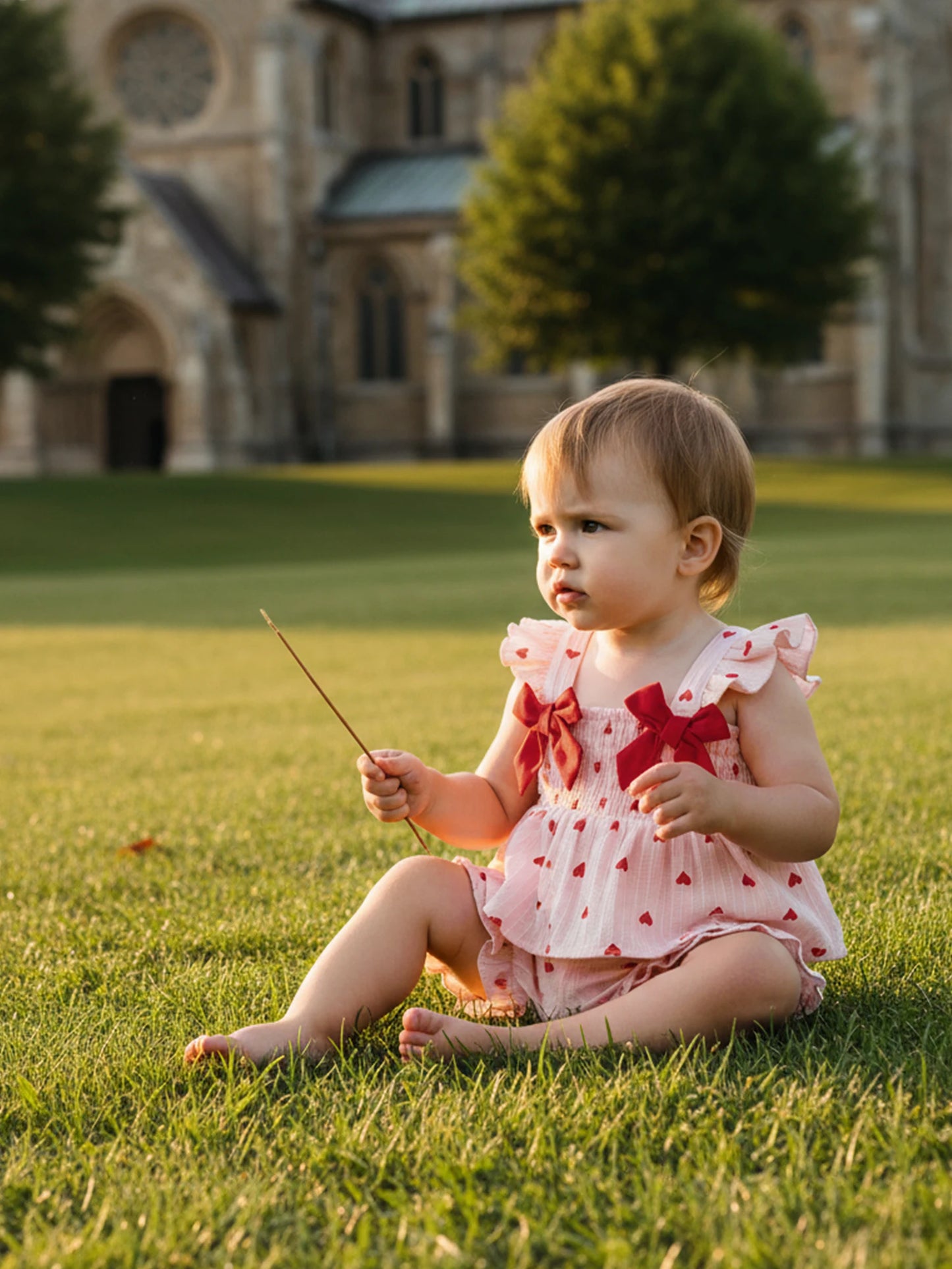 Toddler Girls Valentine's Day Ruffle Shoulder Strap Heart Print Top and Shorts Set