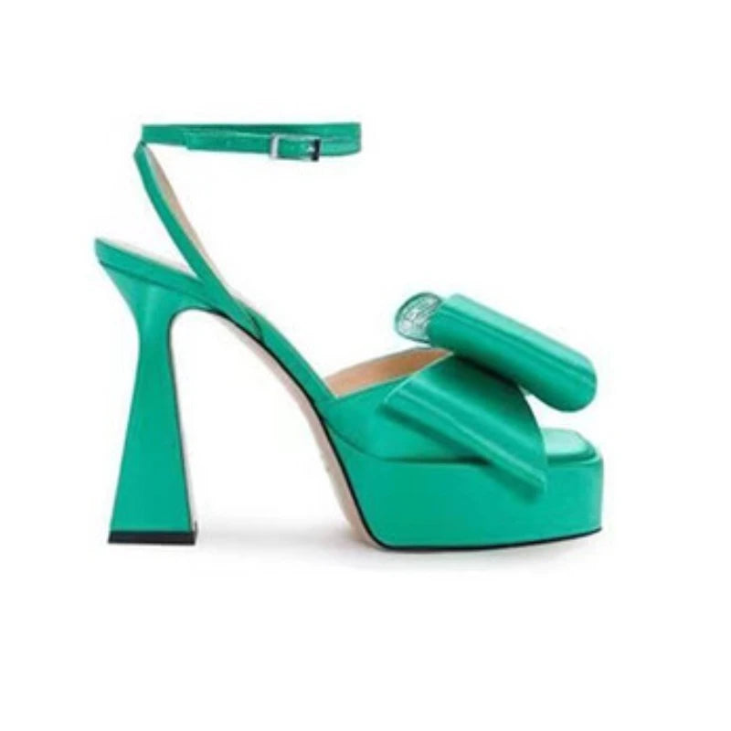 Women's Butterfly Rhinestone Thick Heel Sandals - Open Toe Party Shoes