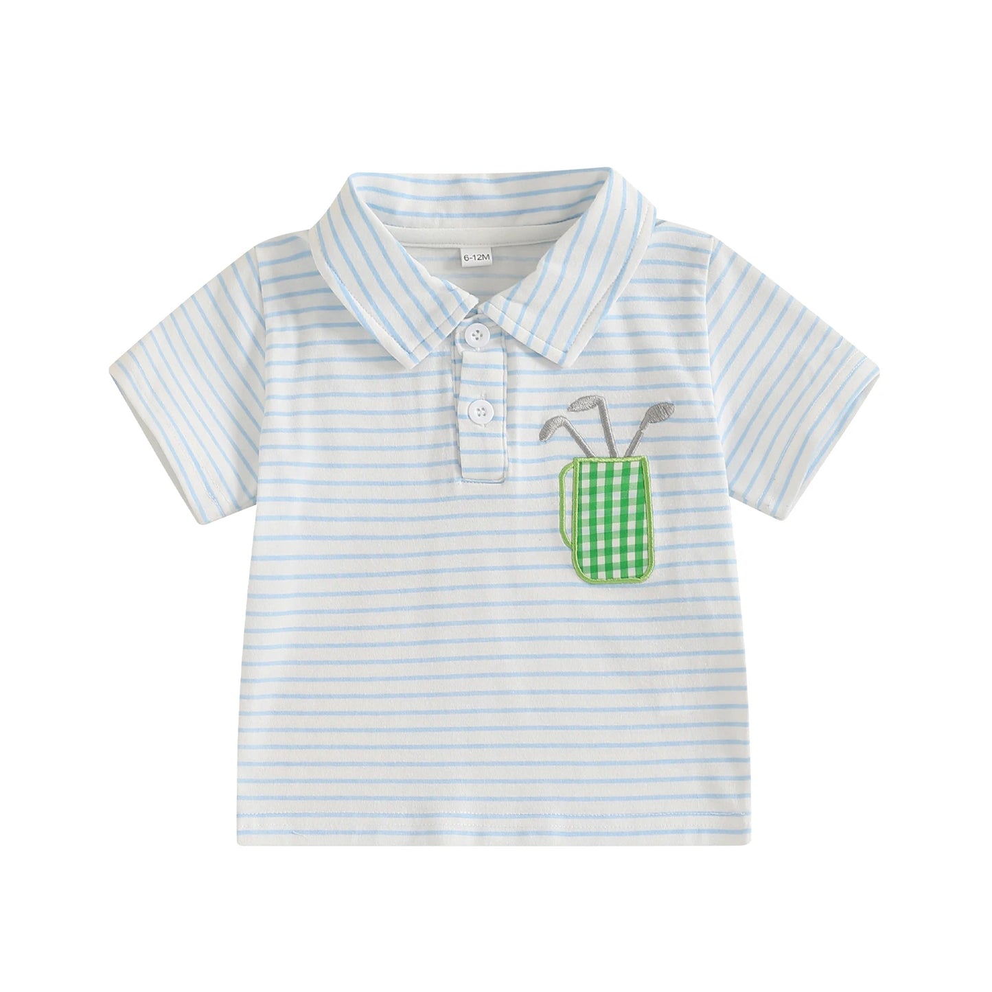 0-4Y Toddler Kids Boys Summer T Shirts Short Sleeve Casual Golf Embroidery Striped Print Pullover Top