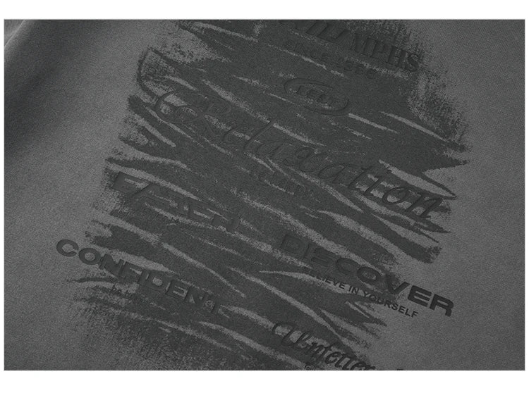 Men's Loose Fit Hoodie - Vintage Graffiti Print Long Sleeve Sweatshirt