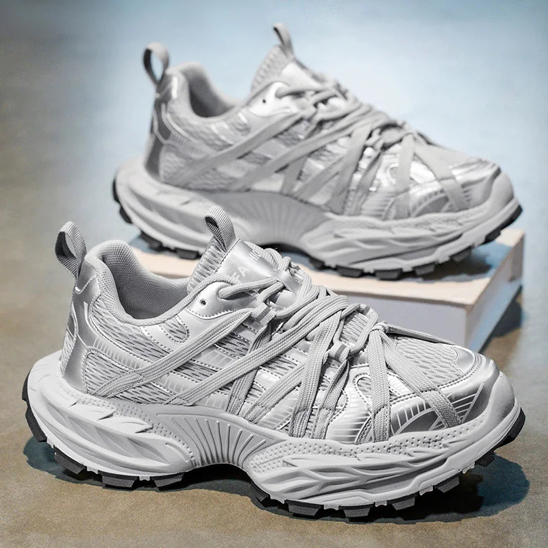 Men's Platform Strap Design Sneakers - High-Quality Sports Shoes