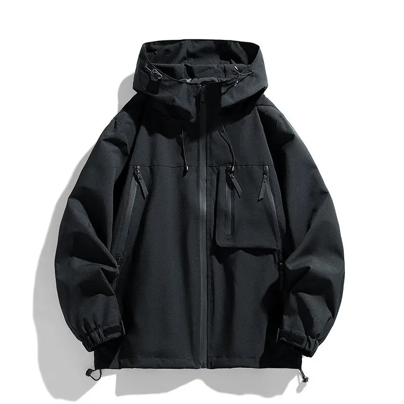 Men's Hooded Waterproof Hiking Jacket - Cargo Casual Outerwear Coat