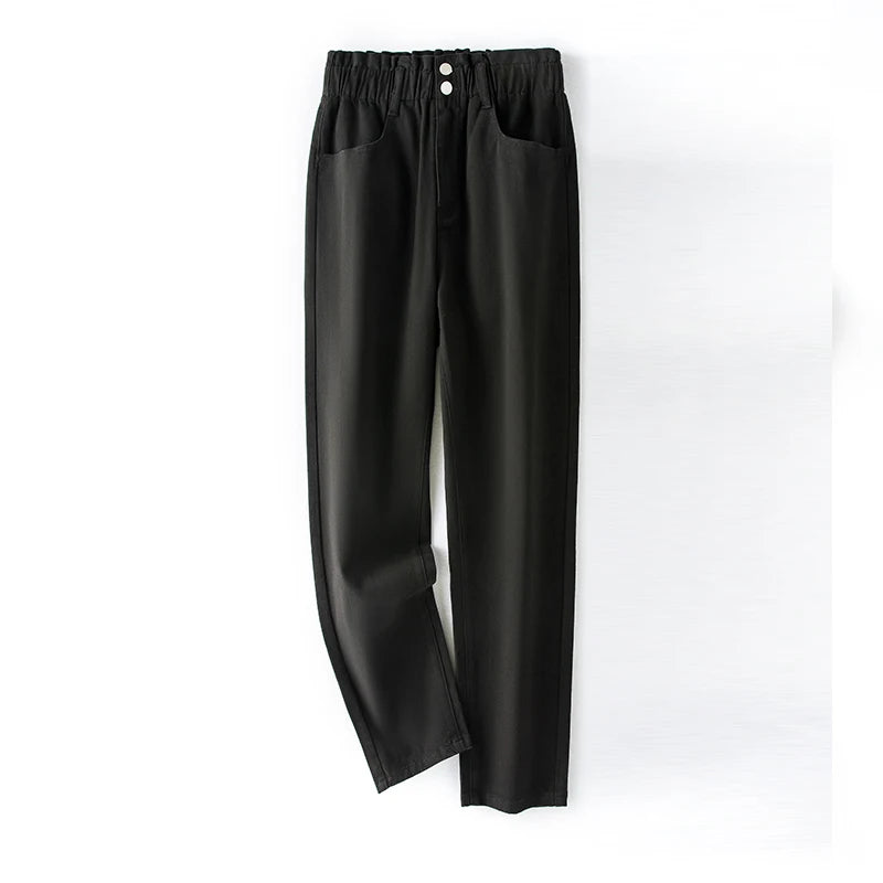 Women's Plus Size Stretchy Cotton High Waist Elastic Loose Trousers