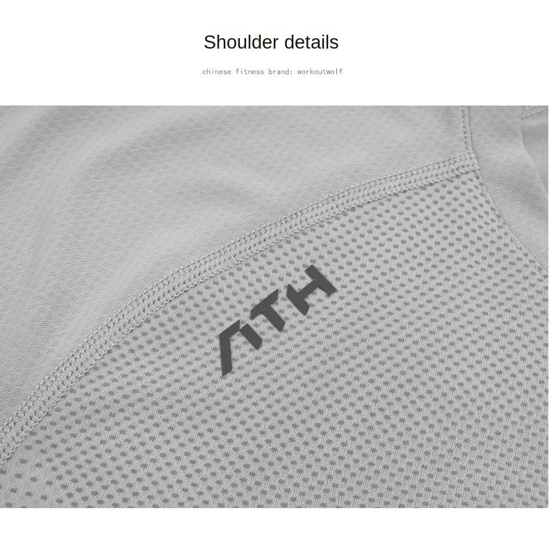 Men's Dry Fit Sport Short Sleeve Running Compression Sweatshirt Tight Sportswear Gym Fitness Elastic Shirts Top Rash Guard T-Shirt