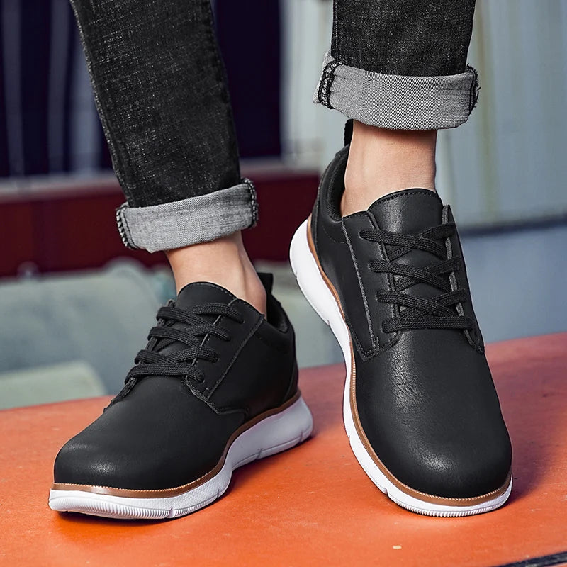Men's Casual Leather Lace-up Flat British Comfortable Shoes