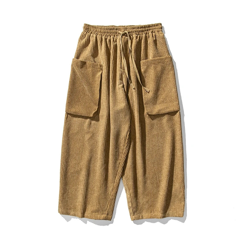 Men's Wide Leg Corduroy Loose Harem Trousers