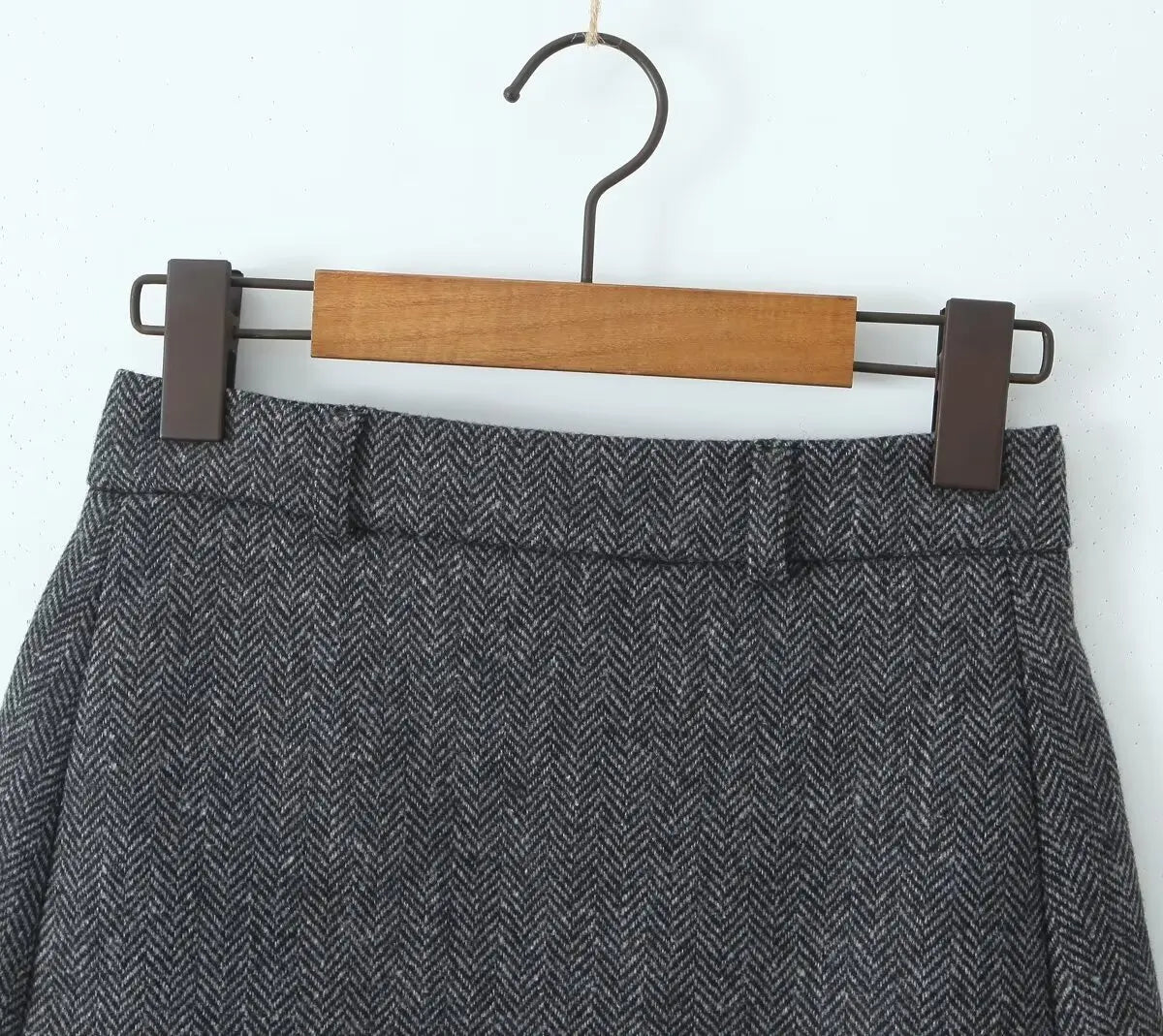 Vintage High Waist Woolen A-Line Mini Skirt - Elegant Office Wear Skirt