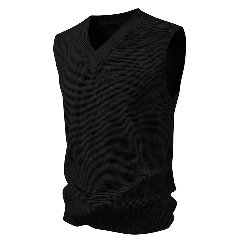 V-Neck Knitted Vest - Sleeveless Smart Casual Sweater Waistcoat