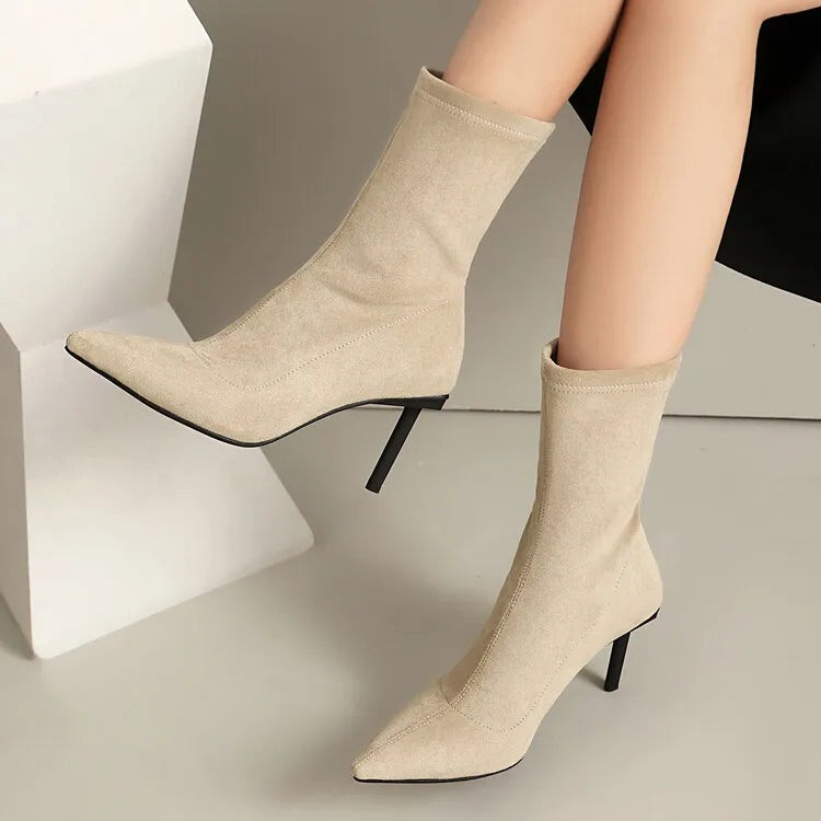 Suede Elastic Ankle Boots