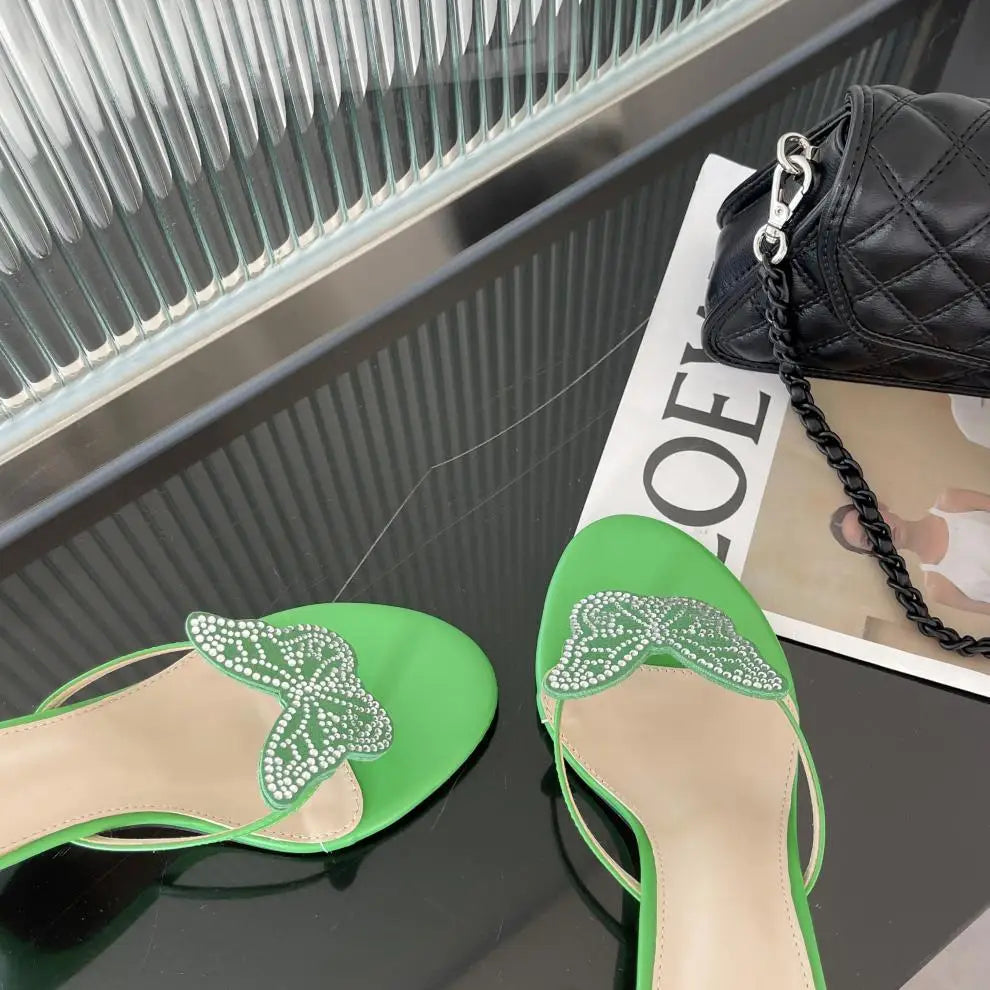 Women's Butterfly Flip Flops - High Heel Beach Sandals