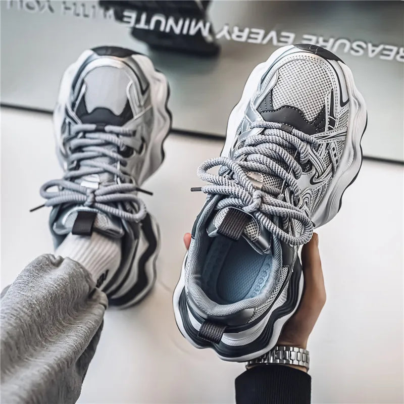 Men's Casual Platform Breathable Sports Shoes Lace Up Sneakers