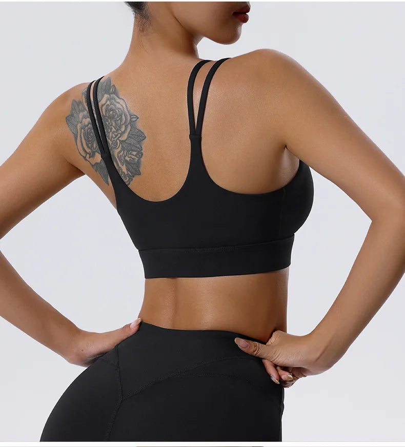 Women's High Impact Push-Up Sports Bra – Open Back Gym Crop Top