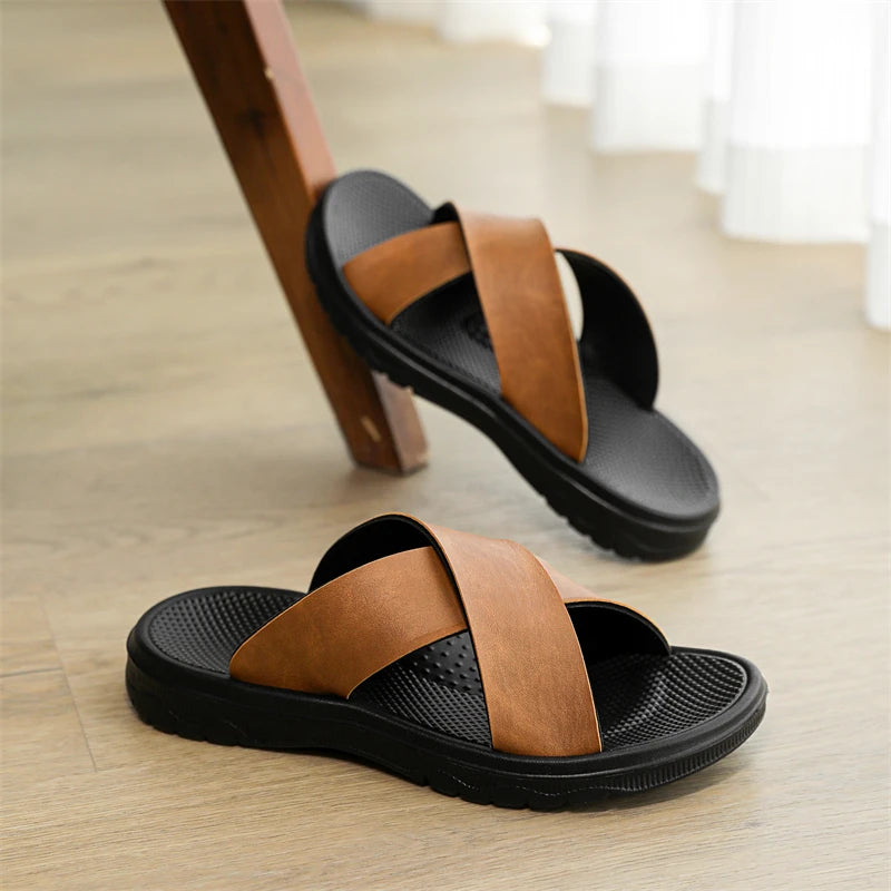 Men's Summer Slides Crossover Slippers Sandals