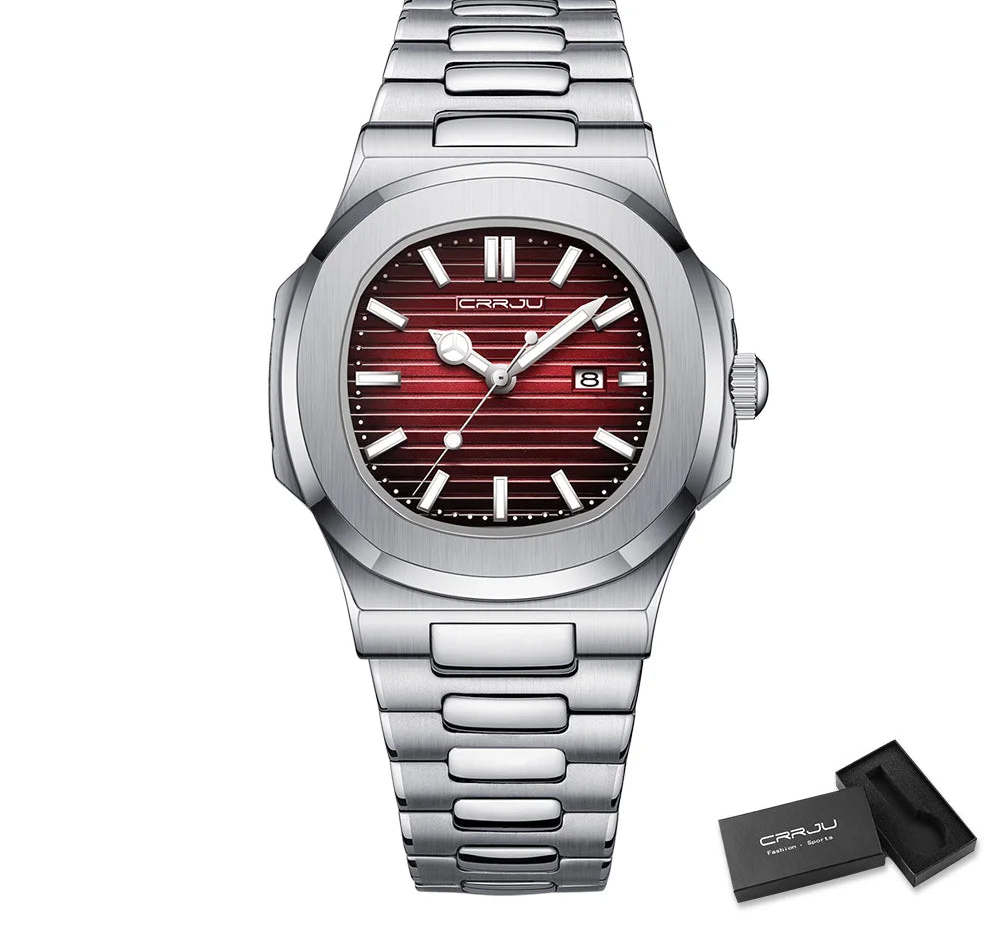 Men's Sports Watch - Square Dial Waterproof with Luminous Date Display