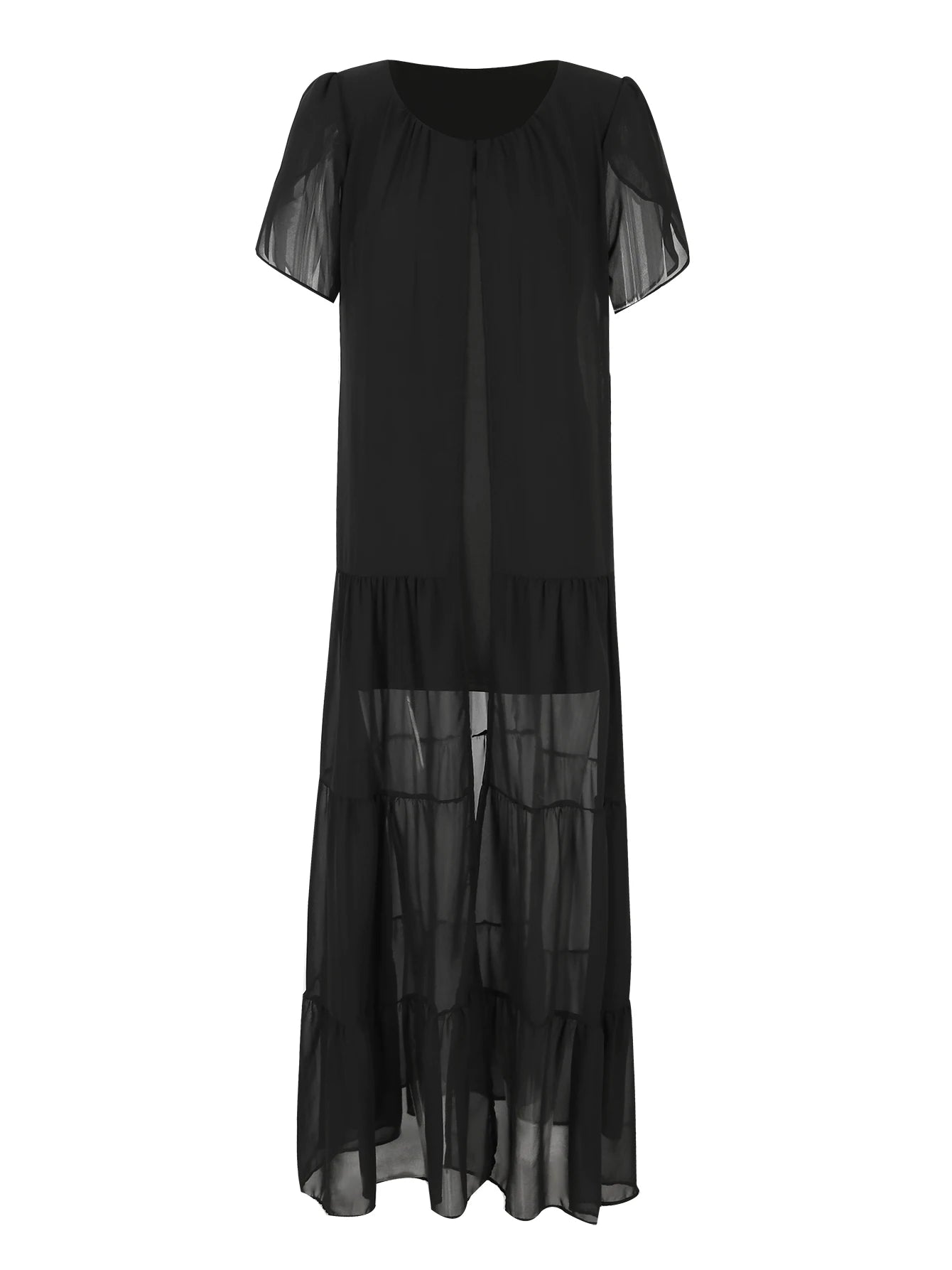 Women's Short Sleeve Shadow  Semi-sheer Cape Dress