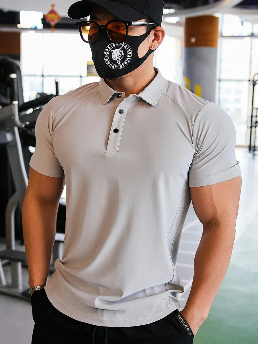 Men's Skinny Fit Sport Polo T-Shirt | Quick Dry Gym & Bodybuilding Tee