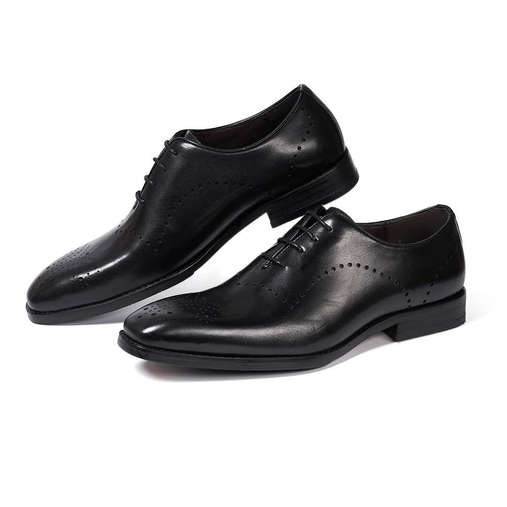 Men's Brogue Italian Genuine Leather Formal Classic Lace-Up Office Oxford Shoes