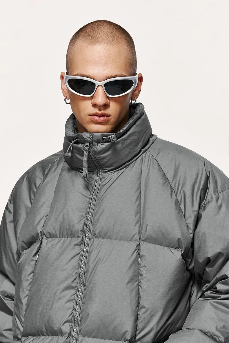 Minimalist Down Jacket Unisex - 90% Down Fill High Collar Winter Outerwear