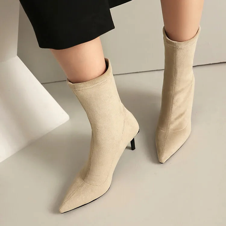 Suede Elastic Ankle Boots