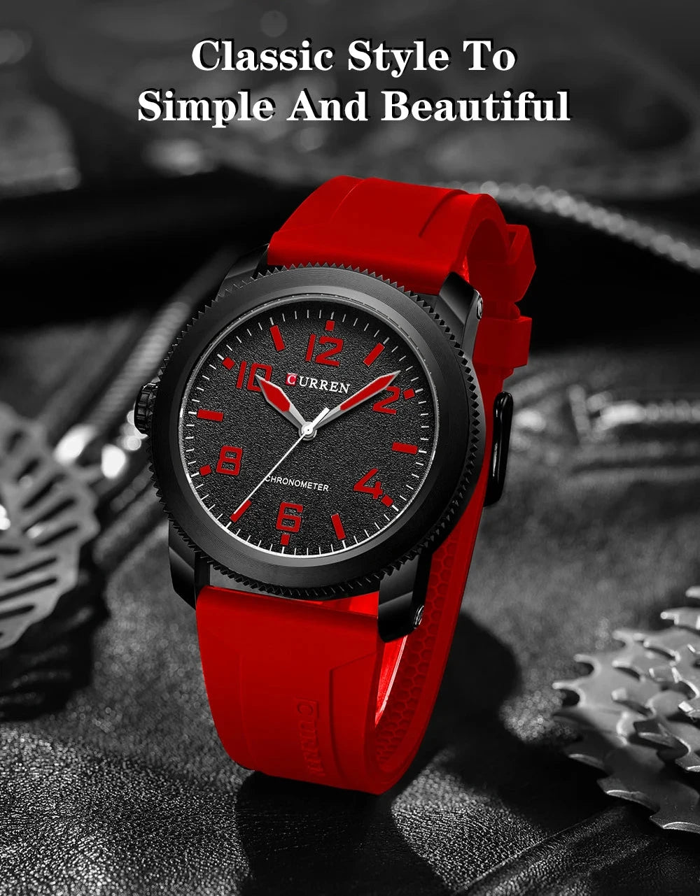 Fashion Quartz Watch - Big Numeral Dial Business Wristwatch with Silicone Strap for Men