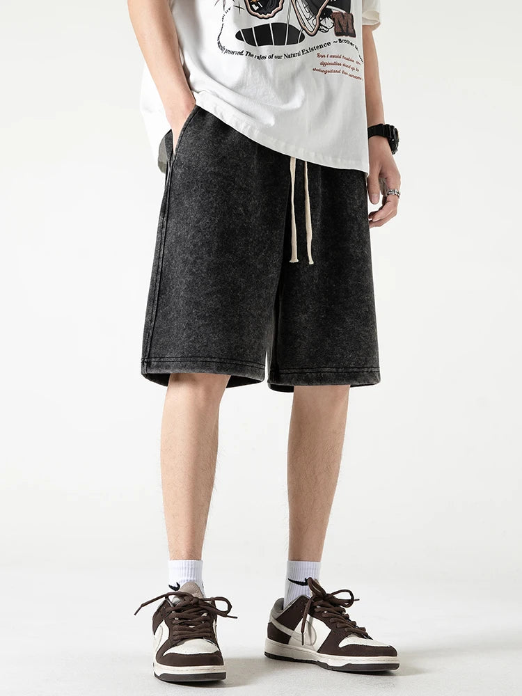 Men's Distressed Drawstring Shorts