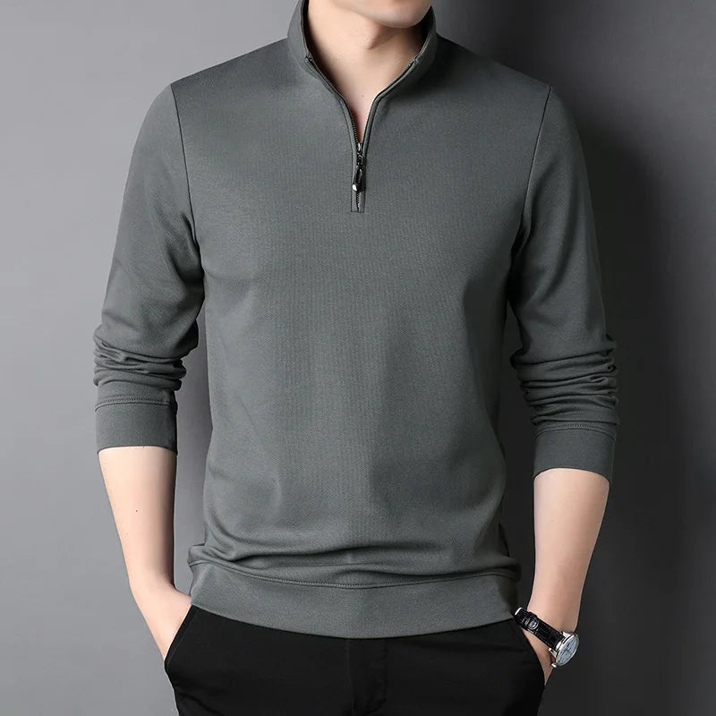 Men's  Slim Fit Half Zipper Solid Colour Sweatshirt