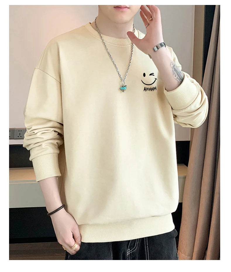 Men Long sleeved Round Neck Pullover Sweatshirt