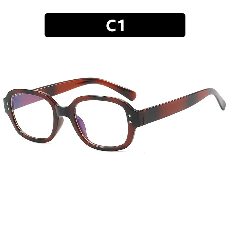 Retro Oval Glasses Frame - Modern Concave Design for Women