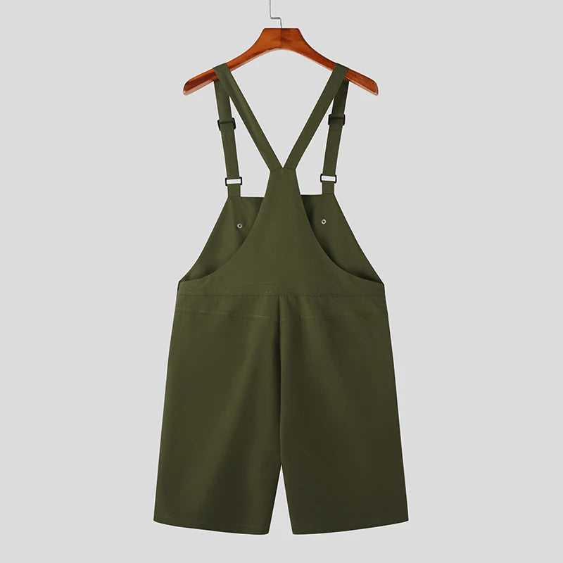 Men's Sleeveless Suspender Overalls Shorts