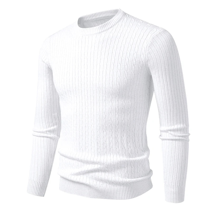 Slim Fit O-Neck Knit Pullover - Solid Colour Warm Sweater Unisex