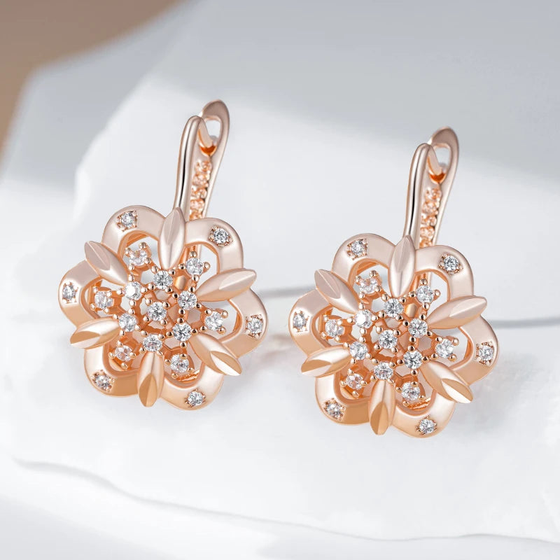 Crystal Flower Ethnic Bride Drop Earrings