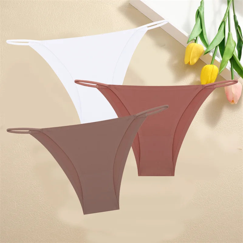 3-Pack Seamless Low Waist Bikini Briefs - Comfortable Stretch Underwear