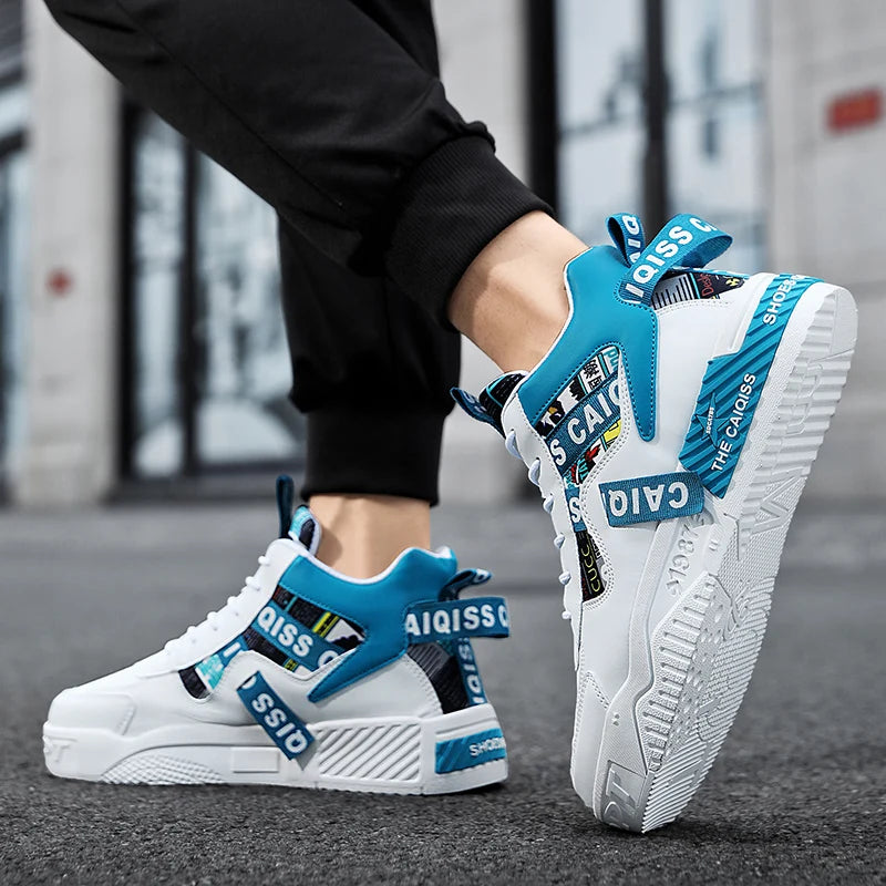 Platform Vulcanized High-Top Sneakers - Unisex Sports Shoes