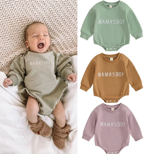 0-18M Infant Baby Boy Romper 3 Colors Letter Embroidery Round Neck Long Sleeve Sweatshirt Jumpsuits