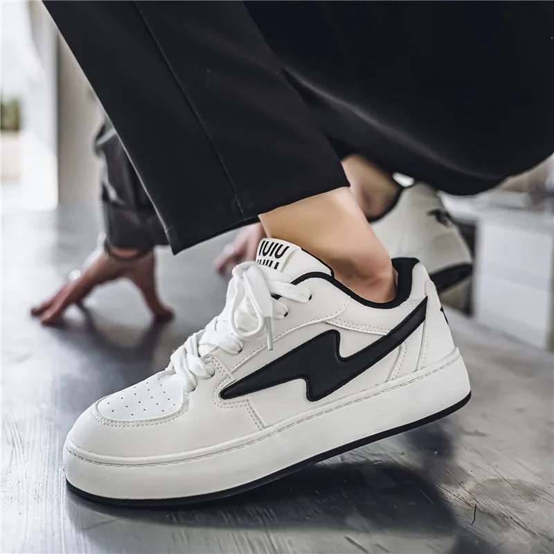 Men's Casual Sneakers Lightning Design Platform Skateboard Shoes Tennis Sports Shoes Outdoor Comfortable Vulcanized Sneakers