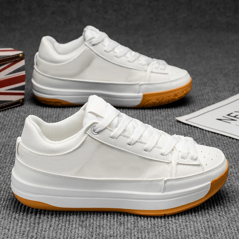 Men's Canvas Platform Sneakers - Vulcanized Skateboard Shoes