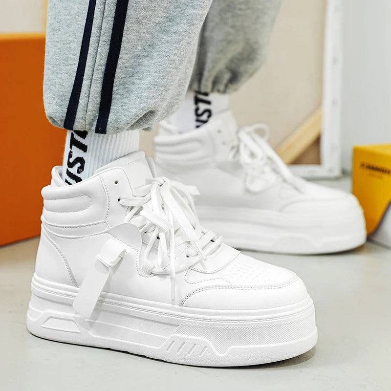 High-Top Platform Sneakers - Men's Thick-Sole Running Shoes