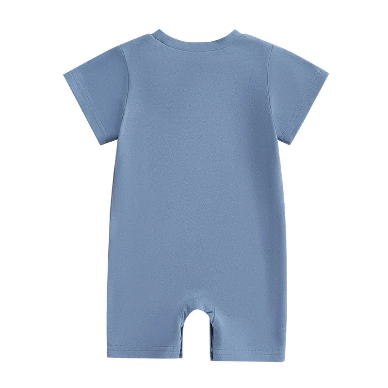 0-18M Casual Baby Boys Rompers Letter Print Short Sleeve Button Summer Bodysuits Jumpsuit