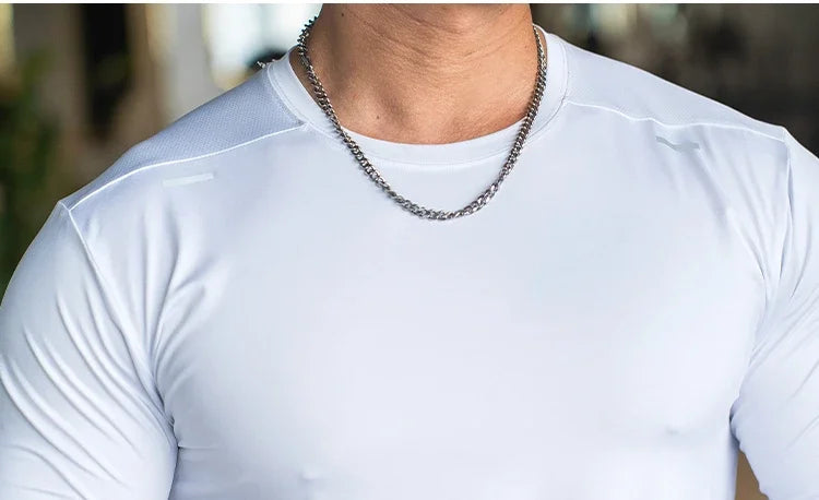 Men's Sports Fitness Long Sleeve Outdoor Badminton Quick Dry Training Casual Thin Running Top Bodybuilding Sportswear T-Shirt