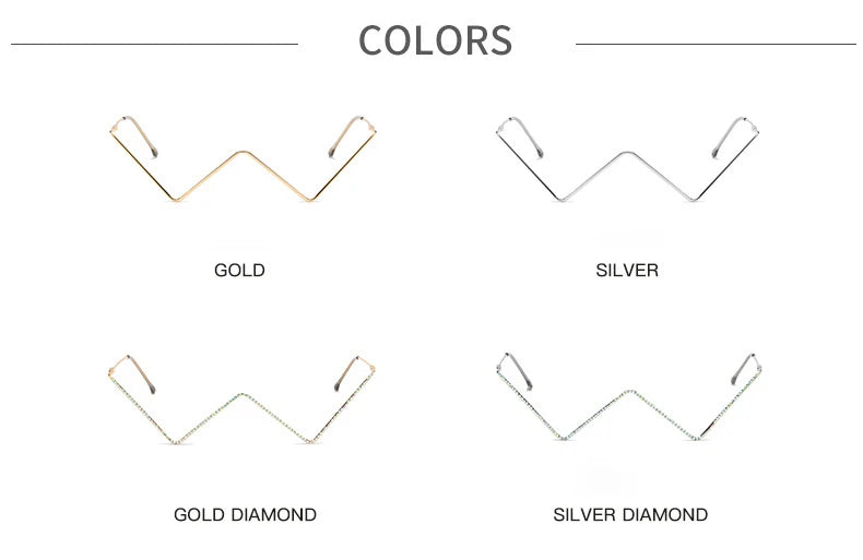 W-Shaped Rhinestone Glasses Frame - Fashion Decorative Eyewear for Women