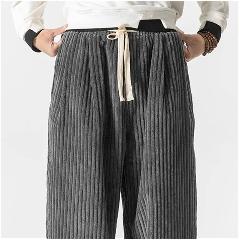 Men's Loose Corduroy Harem Drawstring Trousers