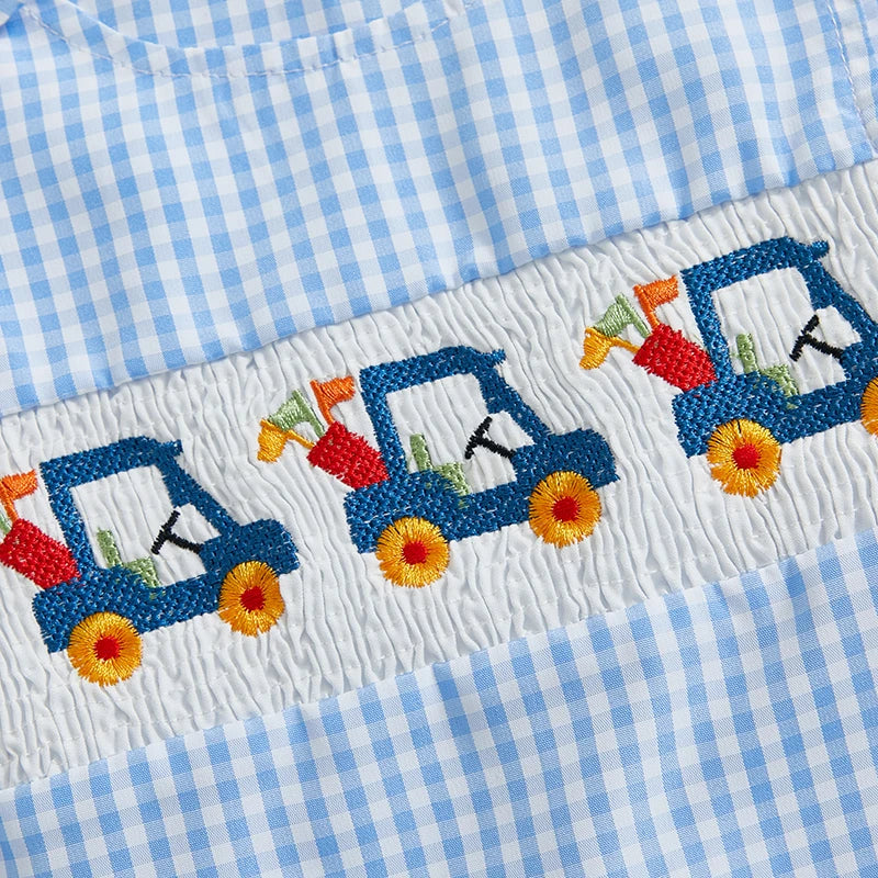 Baby Golf Cart Embroidery Tank Jumpsuit - Sleeveless Crewneck Romper (0-18M)