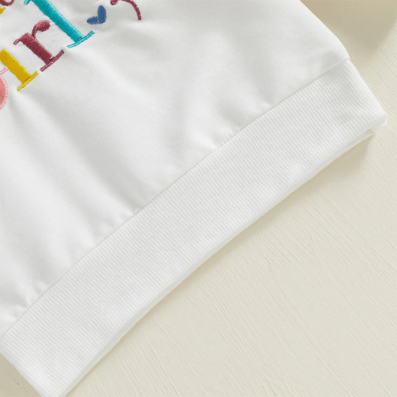 0-4Y  Kids Girls Boys Birthday Sweatshirt T- Shirt Letter Embroidery Long Sleeve Pullover Autumn Top