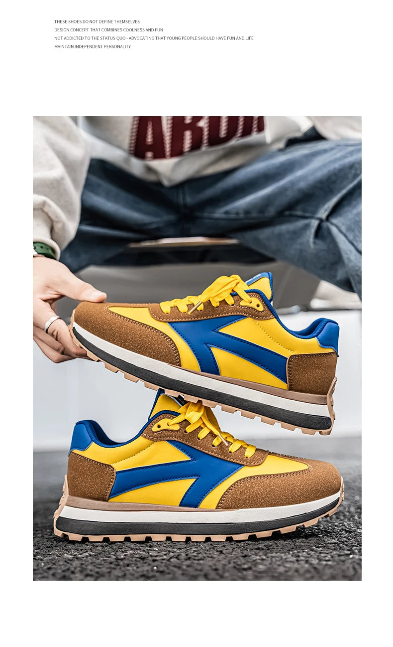 Men's Casual Sneakers Breathable Running Sport Shoes Tennis Sneakers Lace Up Platform Trainers Shoes